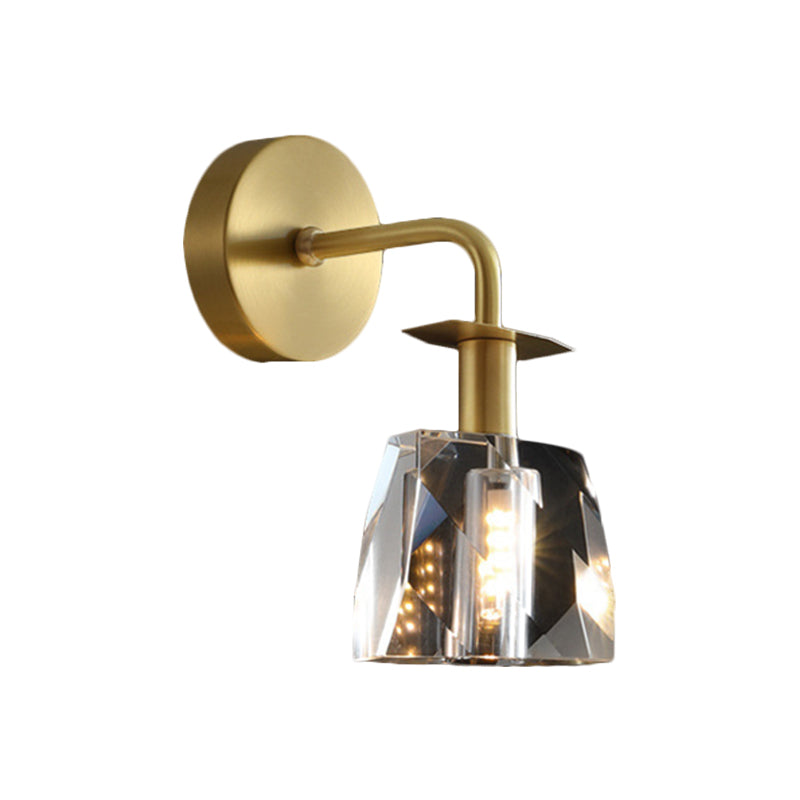 Modern Led Crystal Wall Sconce - Clear Half Ball Bedchamber Lamp