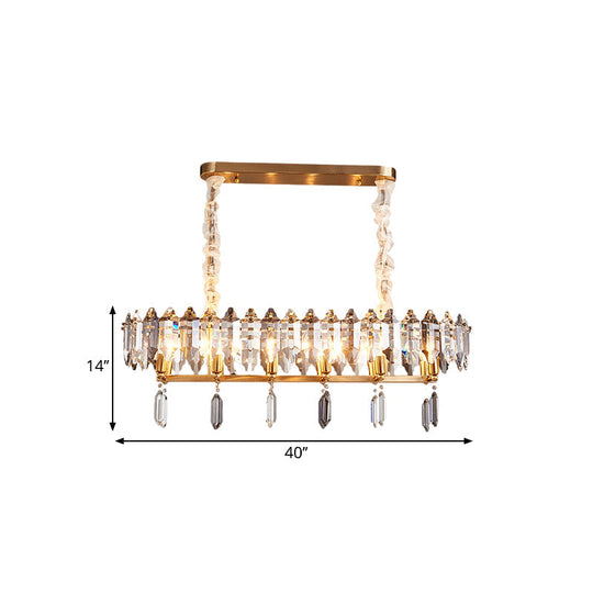 Crystal Drop Island Lighting - 12 Heads Modern Clear Oval Design For Dining Hall