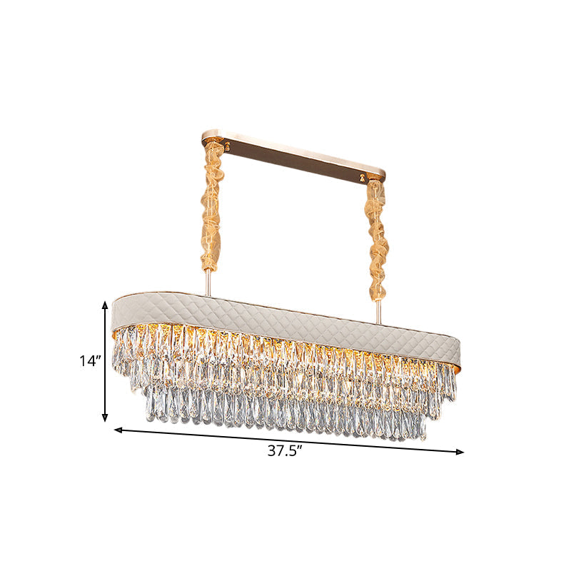 Modern Drum Crystal Drops Pendant Light With 12 Heads For Dining Room