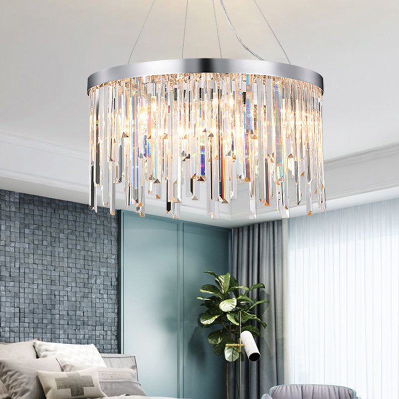 Round Crystal Chandelier Lighting Kit With 2/6 Hanging Bulbs Contemporary Design - 8/16 Wide
