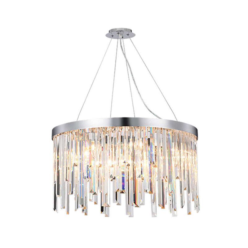 Contemporary Hanging Lamp Kit with Crystal Prisms, 2/6 Bulbs, 8"/16" Wide