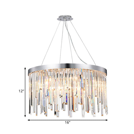 Round Crystal Chandelier Lighting Kit With 2/6 Hanging Bulbs Contemporary Design - 8/16 Wide