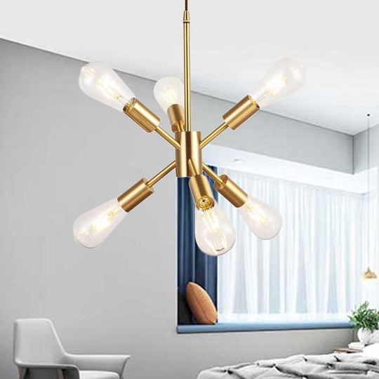 Modern Sputnik Hanging Pendant Light, Loft Style, Brass Finish