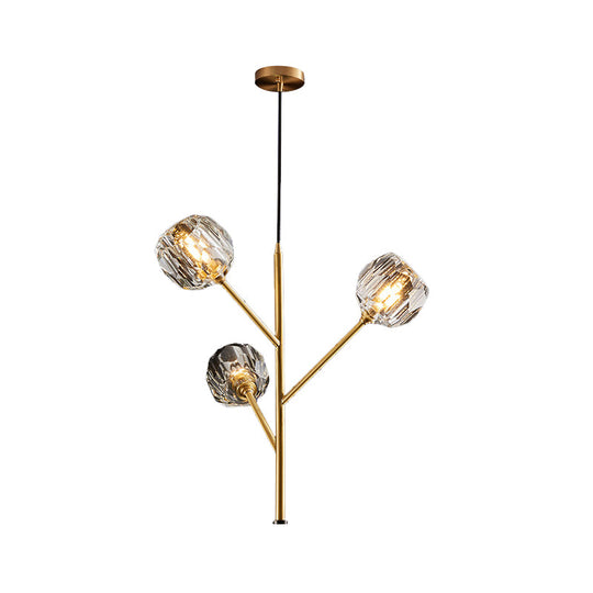 Modern Crystal Ball Chandelier - Gold Suspension Lighting with 3/6 Head Options