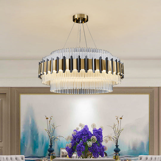 Contemporary Led Crystal Chandelier For Parlor Ceiling With Clear Tubes