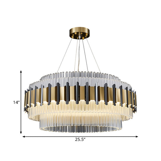 Contemporary Led Crystal Chandelier For Parlor Ceiling With Clear Tubes