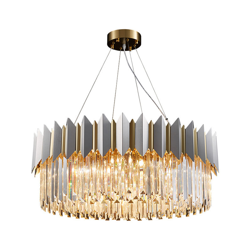 Gold Crystal Chandelier Pendant With 8 Clear Prisms