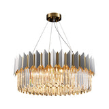 Gold Crystal Chandelier Pendant With 8 Clear Prisms