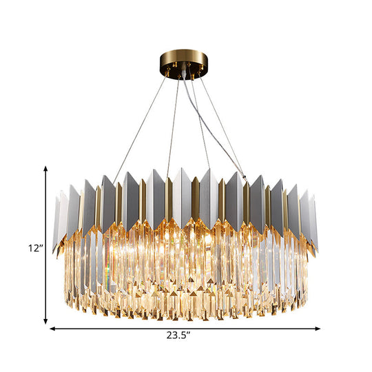 Gold Crystal Chandelier Pendant With 8 Clear Prisms