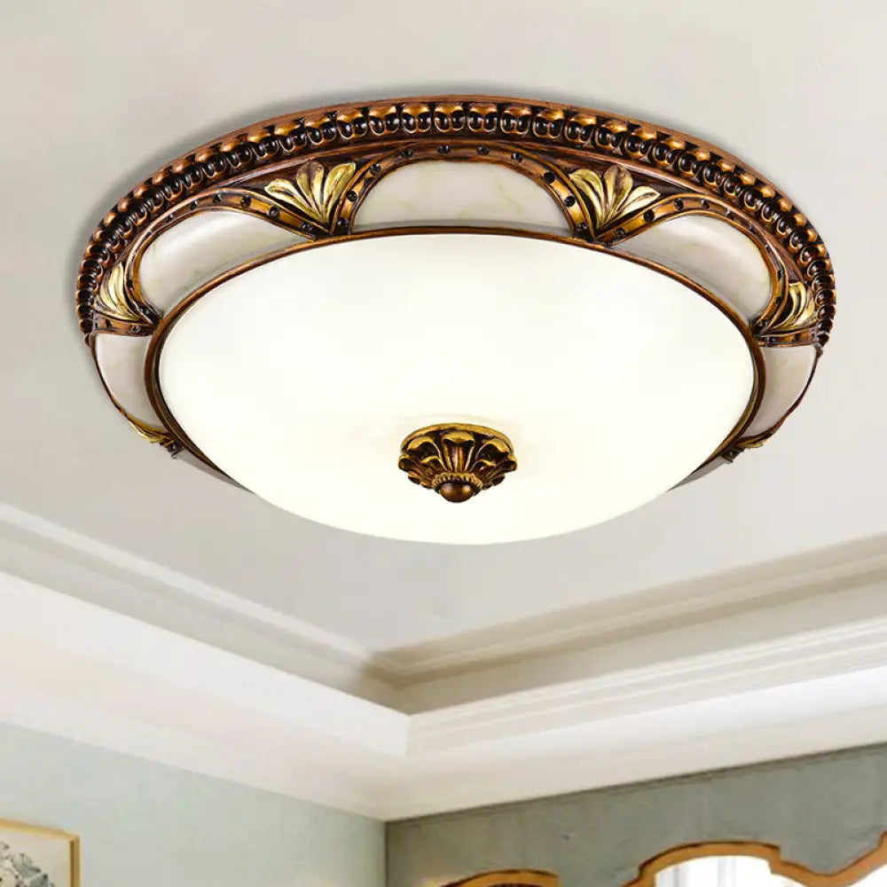 14’/16’/19.5’ Led Floral Cream Glass Ceiling Lamp Fixture In Brass / 14’