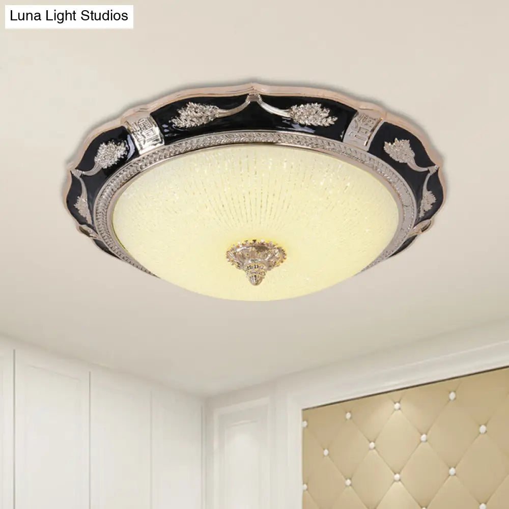 14/16/19.5 Retro Bowl Led Flush Light In Black With Cream Glass Ideal For Hotel Ceilings / 14