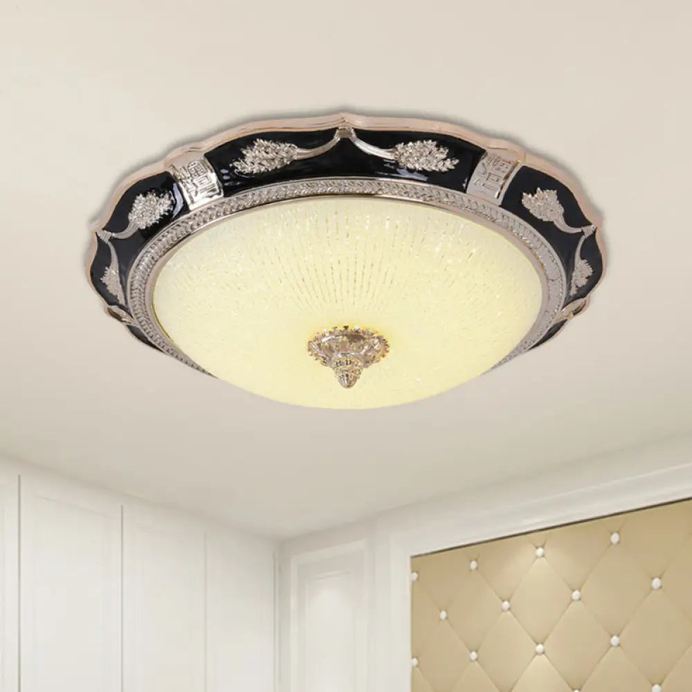 14’/16’/19.5’ Retro Bowl Led Flush Light In Black With Cream Glass – Ideal For Hotel Ceilings / 14’