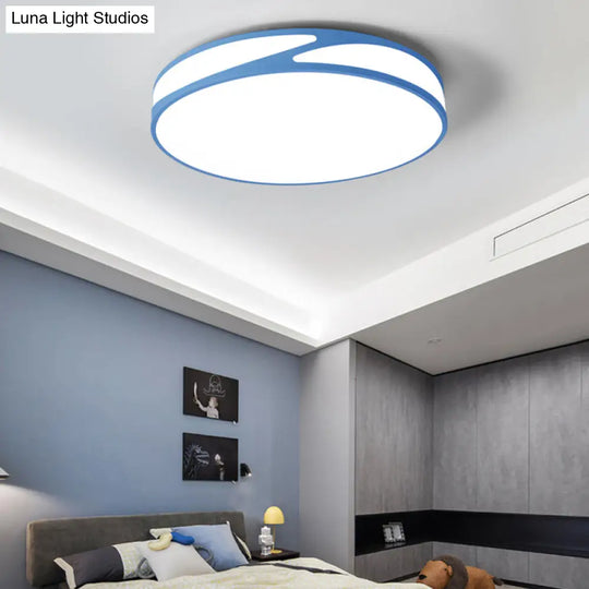 14/18/21.5 Round Flush Mount Macaron Loft Acrylic Ceiling Light In Blue/Green/Pink/Yellow For Kids
