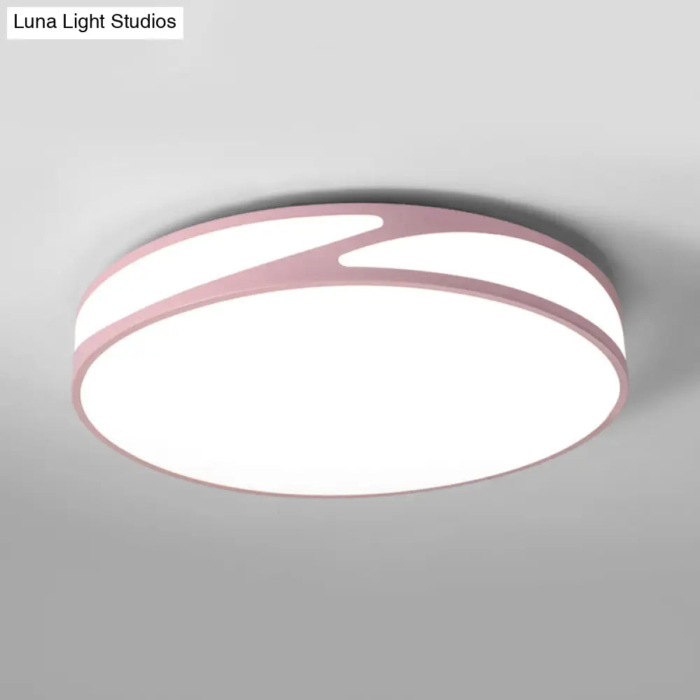 14/18/21.5 Round Flush Mount Macaron Loft Acrylic Ceiling Light In Blue/Green/Pink/Yellow For Kids