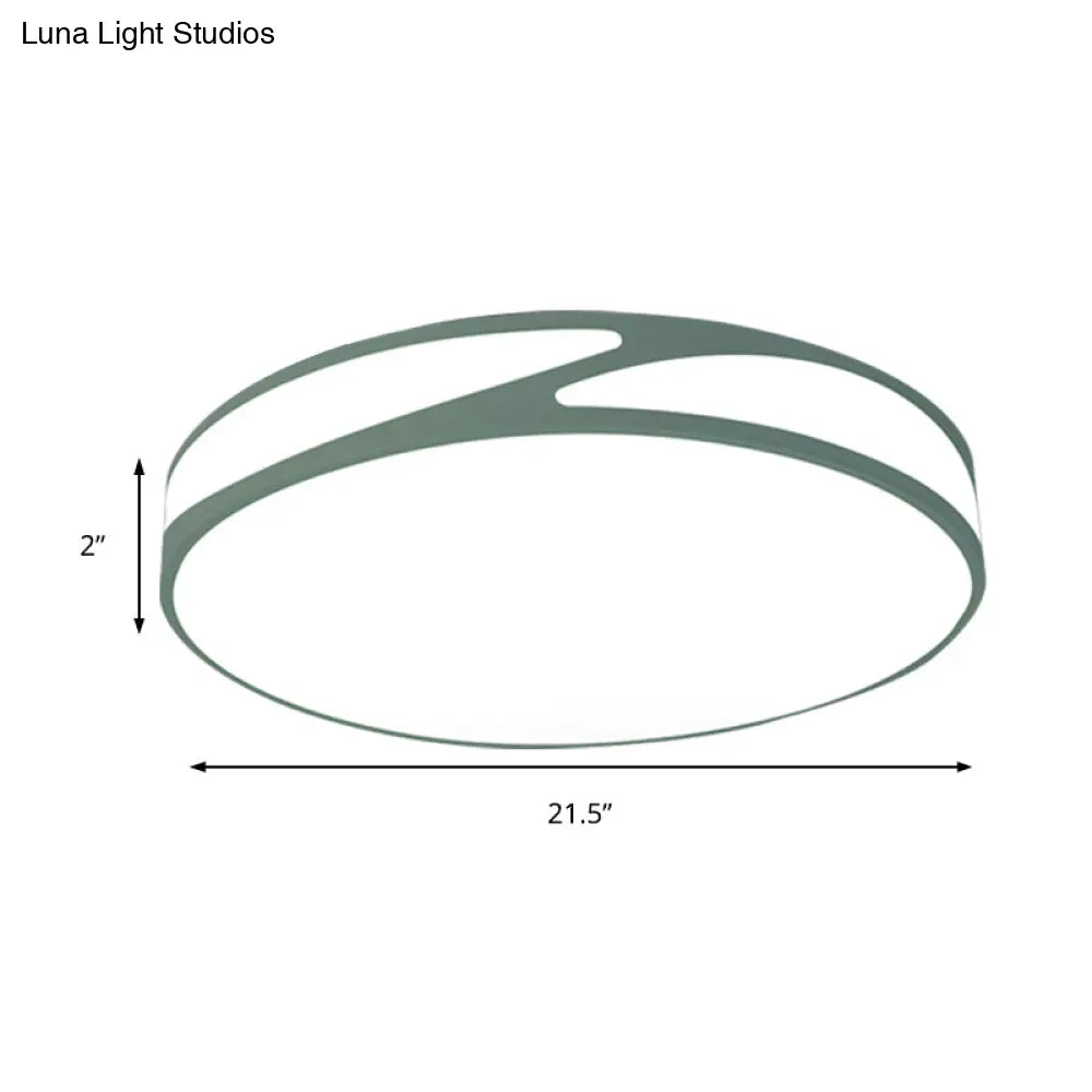 14’/18’/21.5’ Round Flush Mount Macaron Loft Acrylic Ceiling Light In Blue/Green/Pink/Yellow