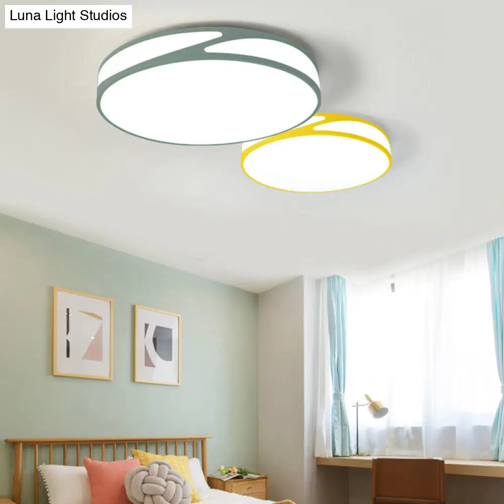 14/18/21.5 Round Flush Mount Macaron Loft Acrylic Ceiling Light In Blue/Green/Pink/Yellow For Kids