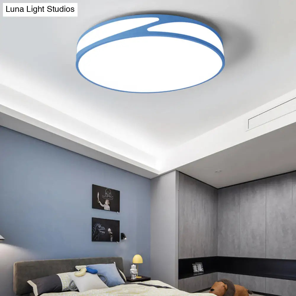 14/18/21.5 Round Flush Mount Macaron Loft Acrylic Ceiling Light In Blue/Green/Pink/Yellow For Kids