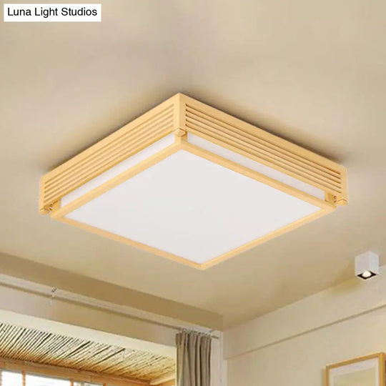14/18/21.5W Acrylic Flush Mount Led Ceiling Light In Warm/White With Wood Guard - Square Box Simple