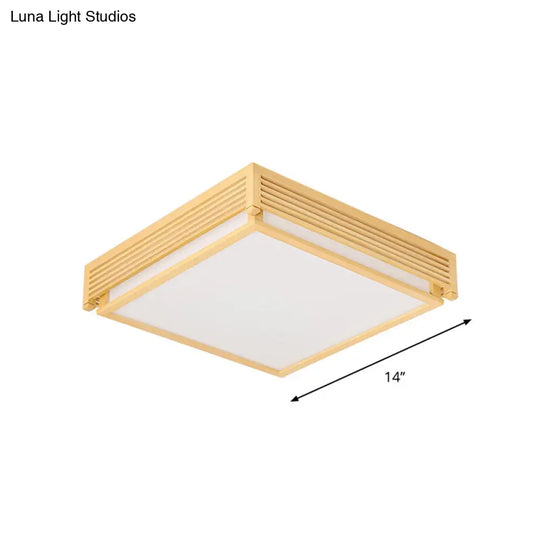 14/18/21.5W Acrylic Flush Mount Led Ceiling Light In Warm/White With Wood Guard - Square Box Simple
