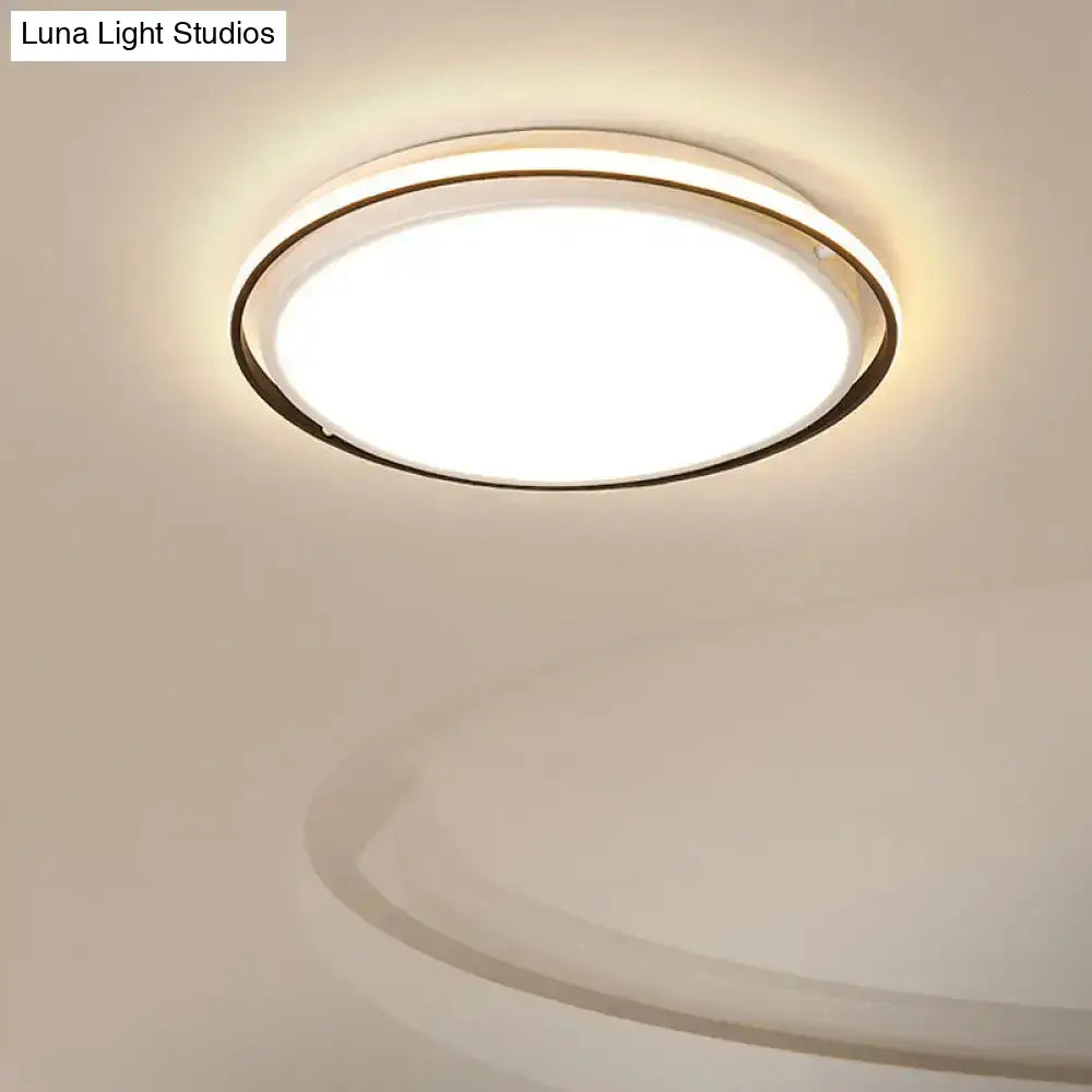 14/18/22’ Round Acrylic Flush Light - Minimalist White Led Ceiling Mount (Warm/White Light)