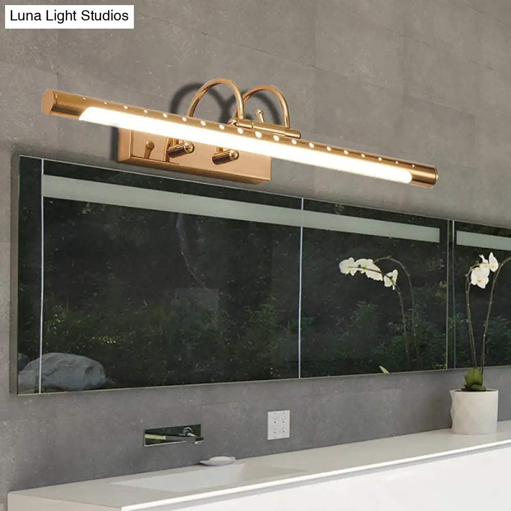 14/19 Modern Gold Metal Wall Lighting With Tubed Arc Arm - Led Bathroom Vanity Light Fixture