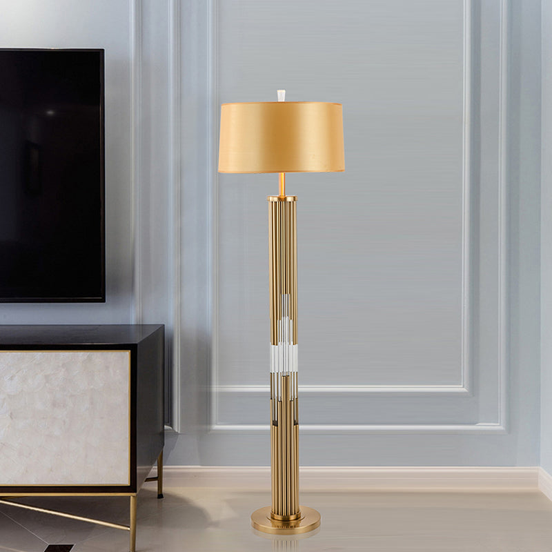 Contemporary Gold Floor Lamp With Crystal Tubes Stand & Reading Light