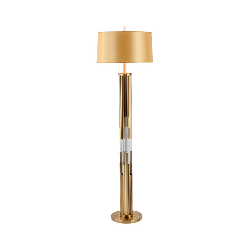 Contemporary Gold Floor Lamp With Crystal Tubes Stand & Reading Light
