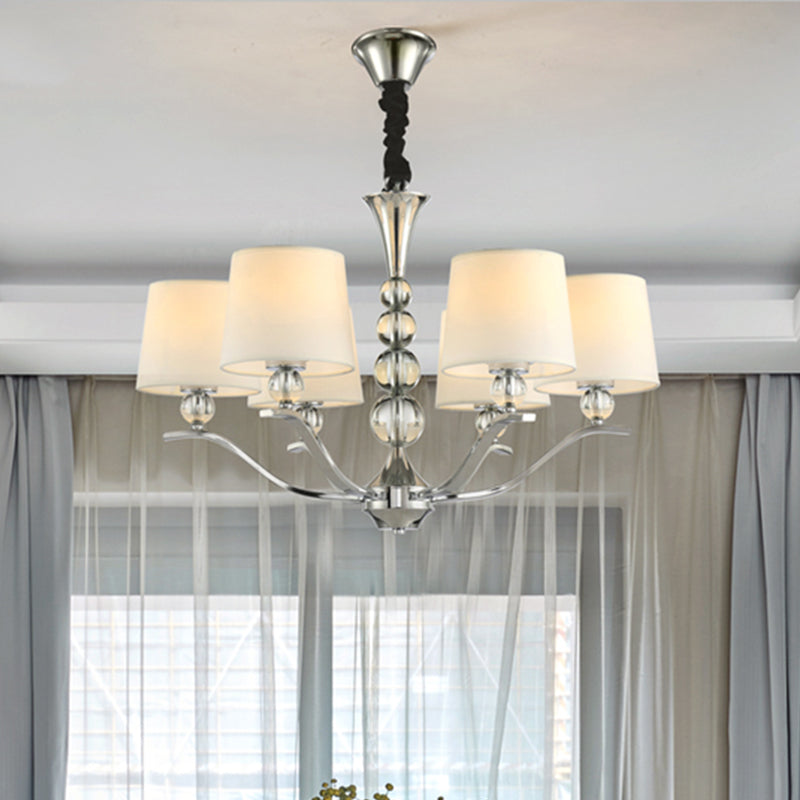 Modernist White Barrel Shade Chandelier Light Fixture - 6/8 Lights - Radial Ceiling Pendant Lamp - 30.5"/26.5" Wide