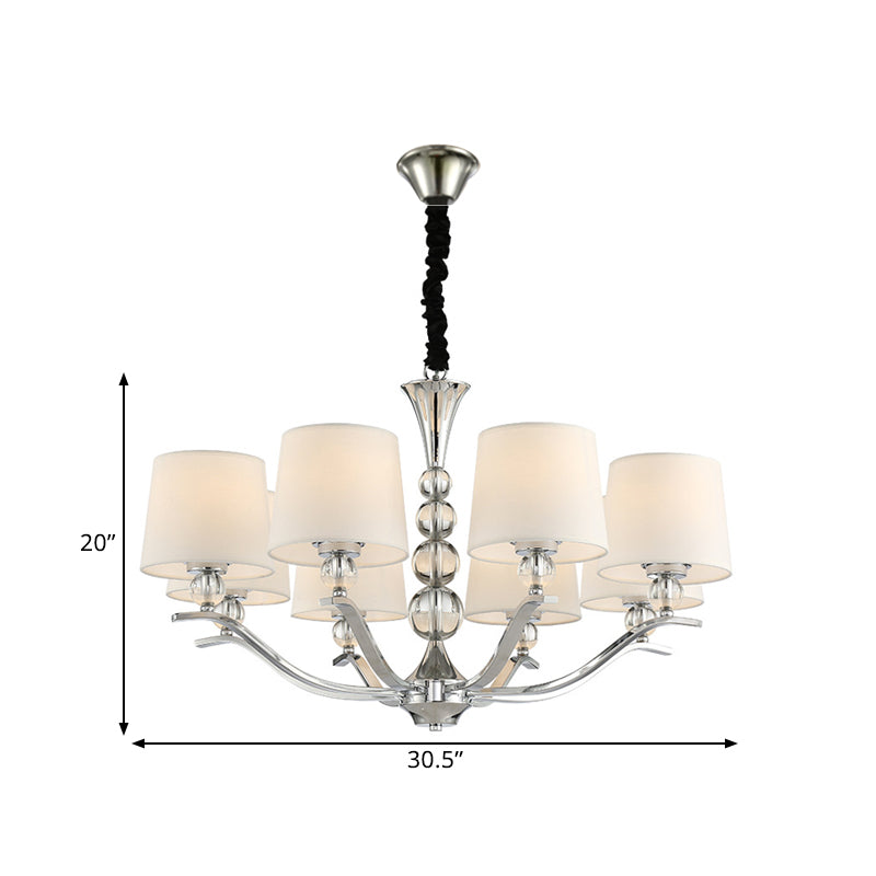 Modernist White Barrel Shade Chandelier Light Fixture - 6/8 Lights - Radial Ceiling Pendant Lamp - 30.5"/26.5" Wide