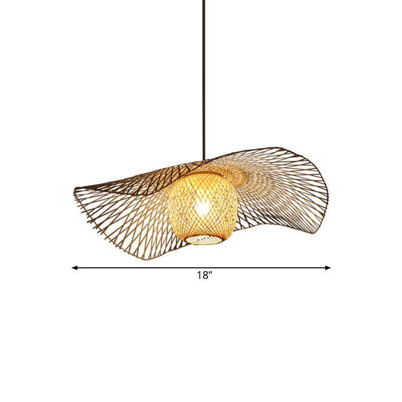 Rustic Ceiling Drop Light With Woven Rattan Dome- Ideal For Cafe And Restaurant - Available In 3