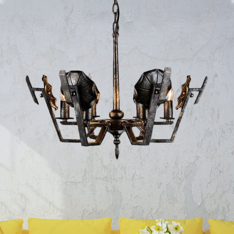 Antique Bronze Chandelier with 6 Hanging Iron Lights for Living Room