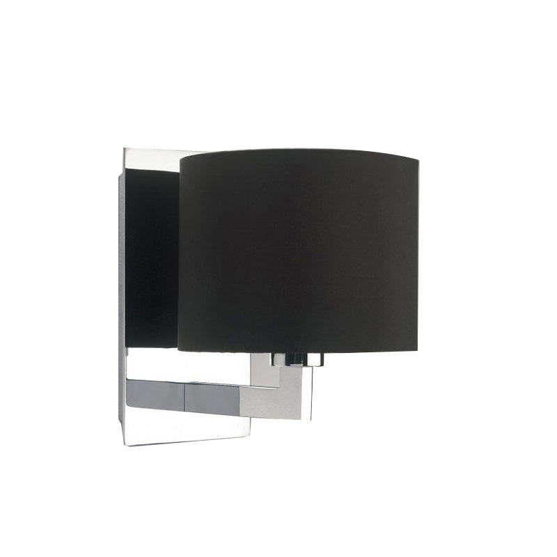 Modern Fabric Drum Wall Mount 1 Light Sconce In Black/White