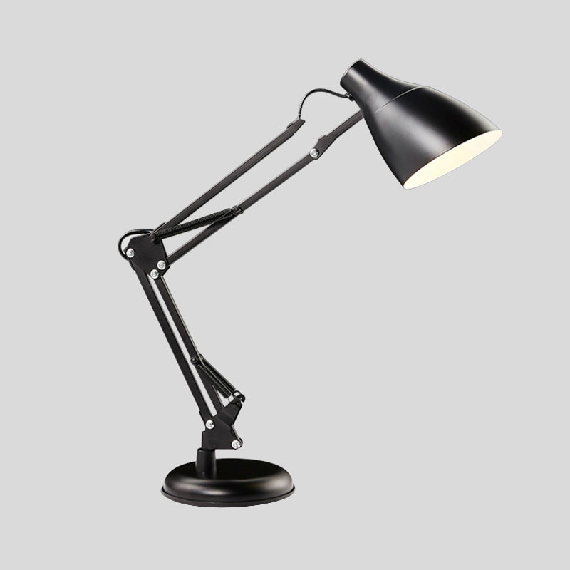 Modern Black/White Multi-Joint Task Desk Lamp - Cone Shade 1-Light Metallic Lighting For Study Room