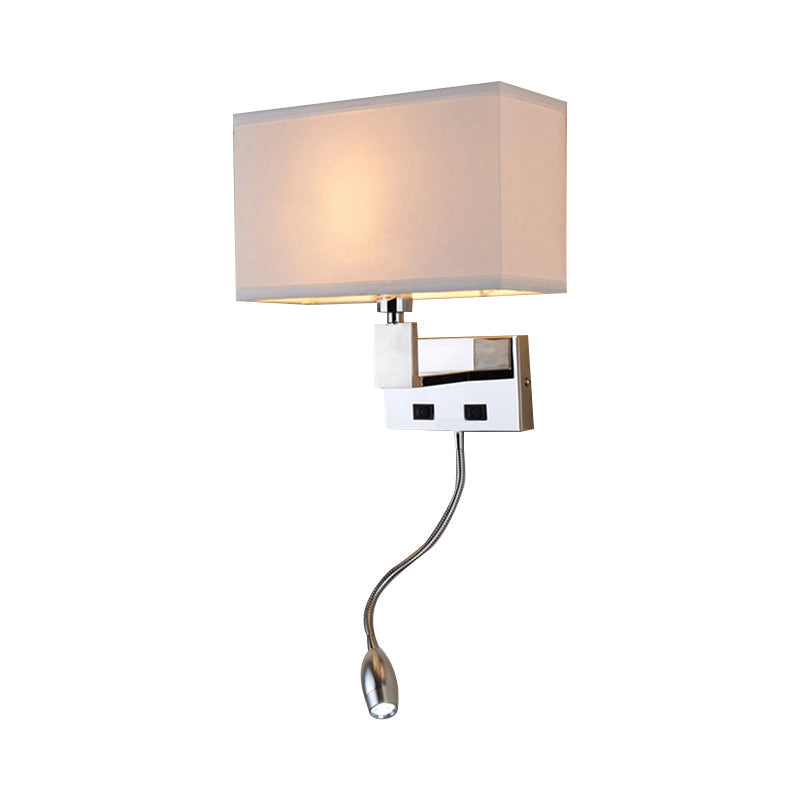 Modern Beige Fabric Led Wall Sconce With Spotlight