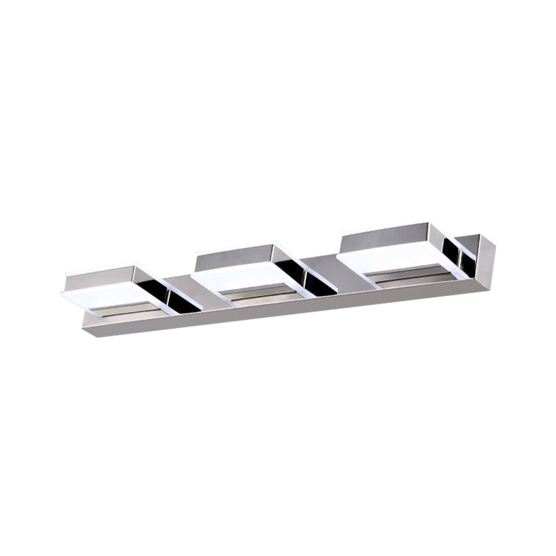 Modern Square Acrylic Vanity Light With Chrome Wall Mount - Available In 1-4 Lights
