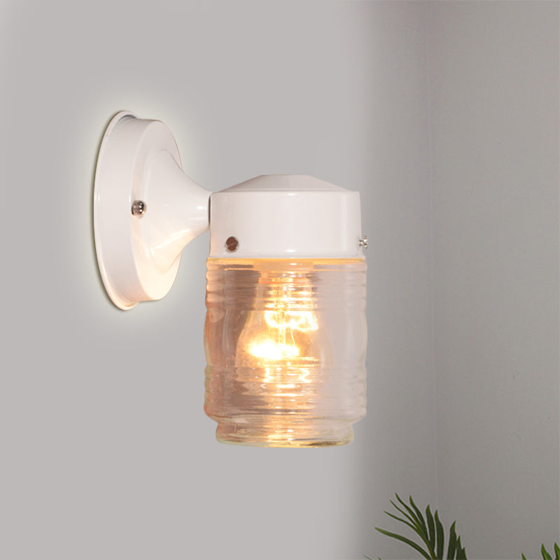 Modern Cylindrical Clear Glass Wall Sconce Stylish Black/White Mounted Light Fixture White