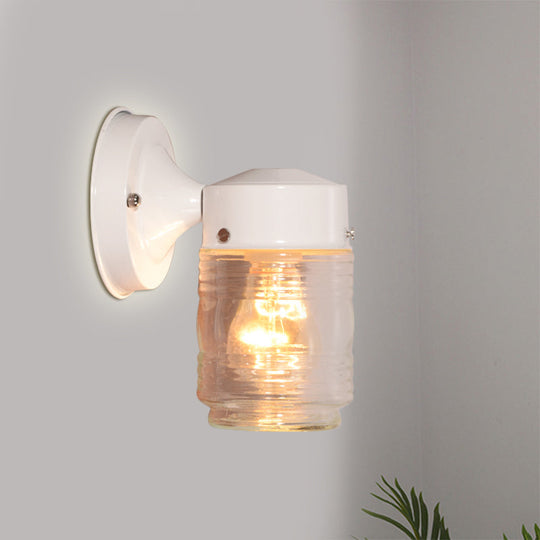 Modern Cylindrical Clear Glass Wall Sconce Stylish Black/White Mounted Light Fixture White