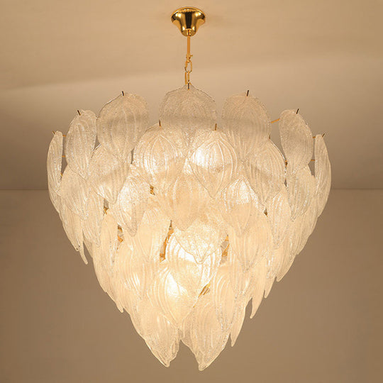 Gold Leaf Glass Pendant Chandelier - 1-Light Living Room Ceiling Fixture 16/23.5/31.5 Wide / 16