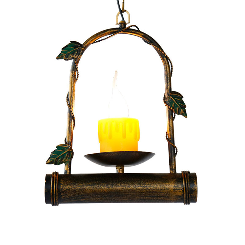 Rustic Aged Brass Arched Pendant Light For Lodge-Style Decor