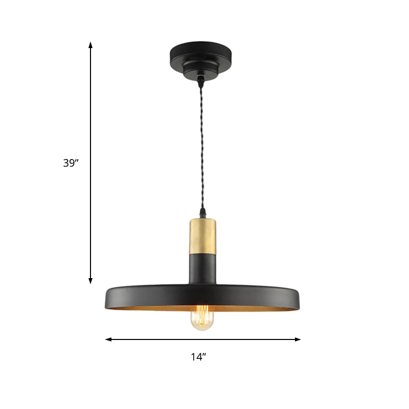Stylish Black Pendant Light with Round Metal Shade - Perfect for Dining Rooms