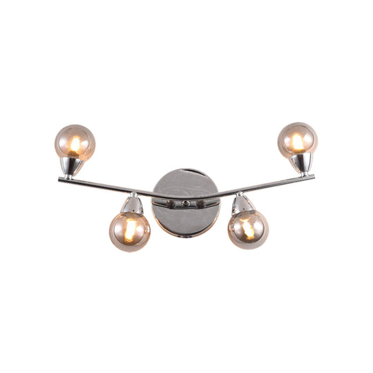 Vintage Style Ball Shaped Glass Wall Sconce Light With Chrome Finish - 2/4 Lights Ideal For Living