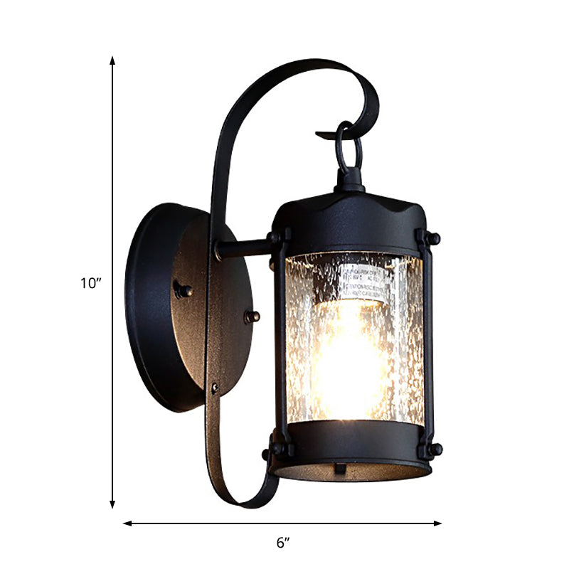 Traditional Single Bulb Seeded Glass Wall Hanging Outdoor Sconce Lamp