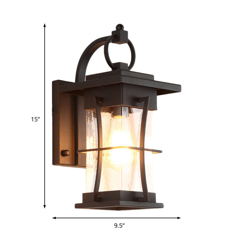 Rustic Clear Glass Wall Light With Textured Shade For Porch Sconce