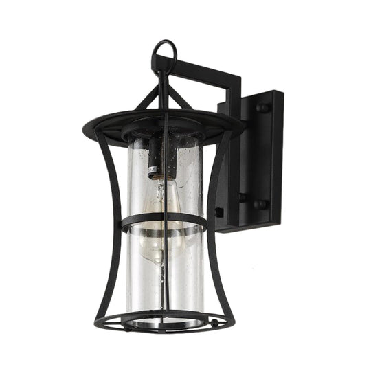 Rustic Clear Glass Wall Light With Textured Shade For Porch Sconce