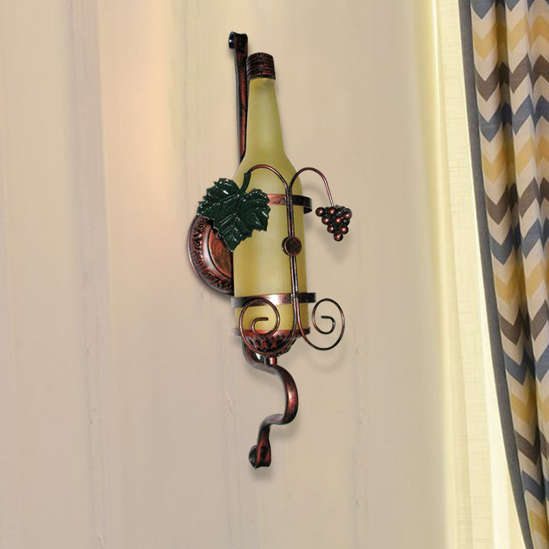 Vintage Wine Bottle Wall Sconce Light In Yellow For Dining Room