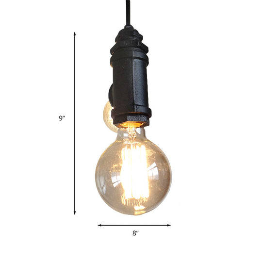 Industrial Black Metal Hanging Chandelier with 2 Exposed Lights - Stylish Living Room Lamp