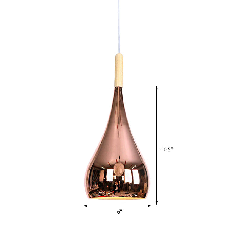 Teardrop Hanging Light Fixture Contemporary Chrome/Rose Gold Metal Pendant Ceiling Light for Kitchen