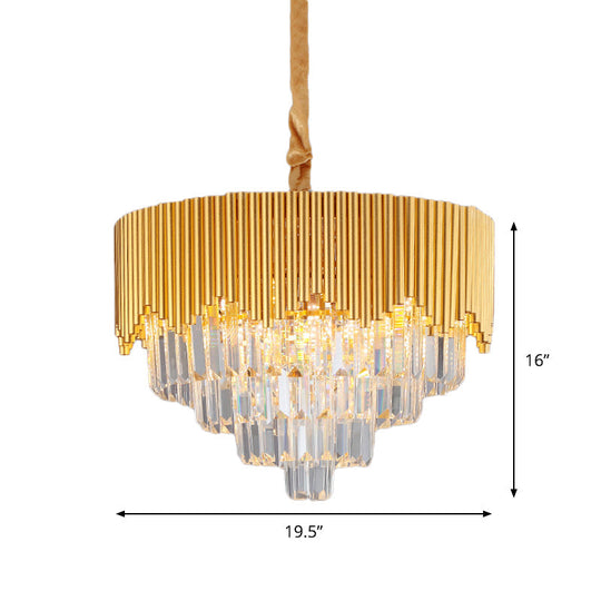 Modern Gold Crystal Chandelier With Clear Prisms - 4/6/8 Heads And 16/19.5/23.5 Width