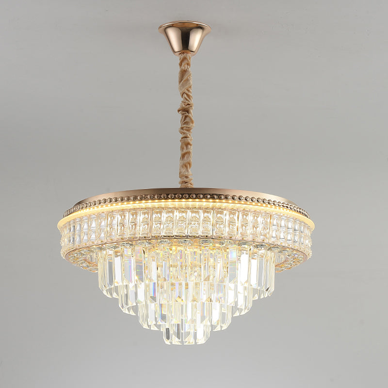 Contemporary LED Suspension Pendant with Clear Crystal Prisms for Dining Room Chandelier