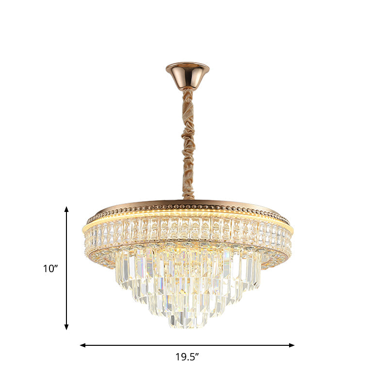 Contemporary LED Suspension Pendant with Clear Crystal Prisms for Dining Room Chandelier